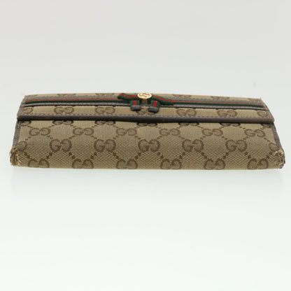 GUCCI GG Canvas Web Sherry Line Long Wallet 2Set Beige Brown Red  yt976