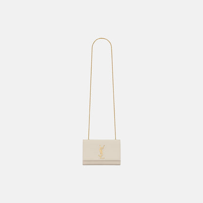 Yves Saint Laurent Kate Small In Grain De Poudre Embossed Leather, Blanc, Front