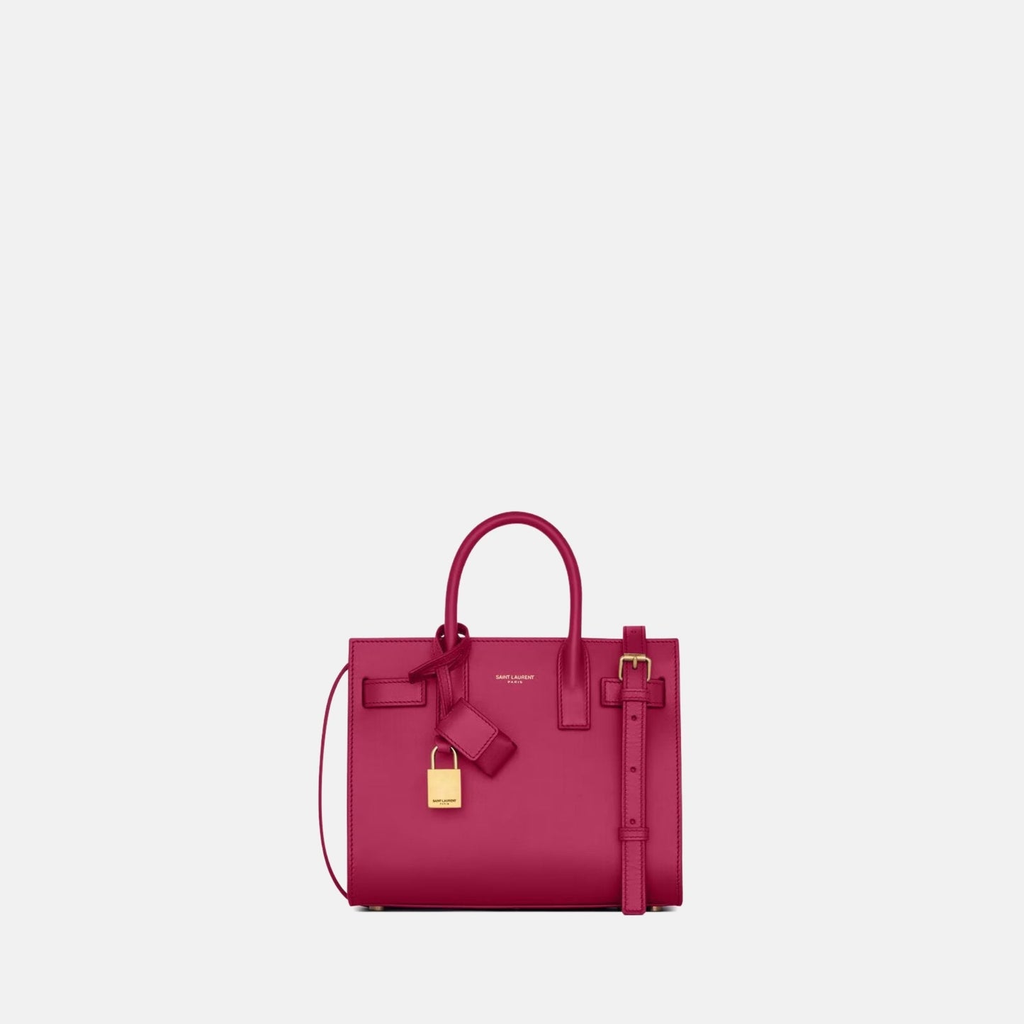 Yves Saint Laurent Sac De Jour In Smooth Leather Nano, Raspberry Pink, Front 