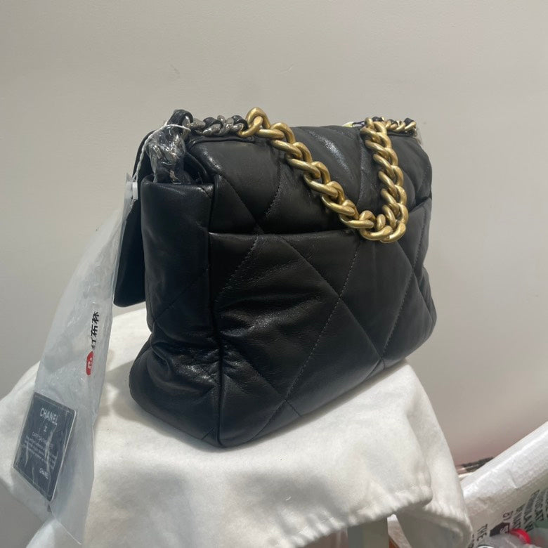 Chanel Black Quilted Leather 19 Flap Bag