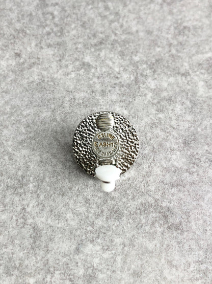 CELINE Circle Logo Earrings Silver Vintage greuz7