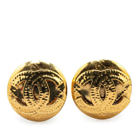 Chanel Gold Plated Coco Mark Vintage Earrings 94P