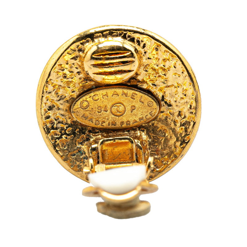 Chanel Gold Plated Coco Mark Vintage Earrings 94P